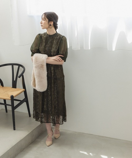 Andemiu(アンデミュウ)の「【WEB限定】総レースピンタックドレス285803(ドレス・レディース・ブラック/パープル/オリーブ・MEDIUM)」の18枚目の写真