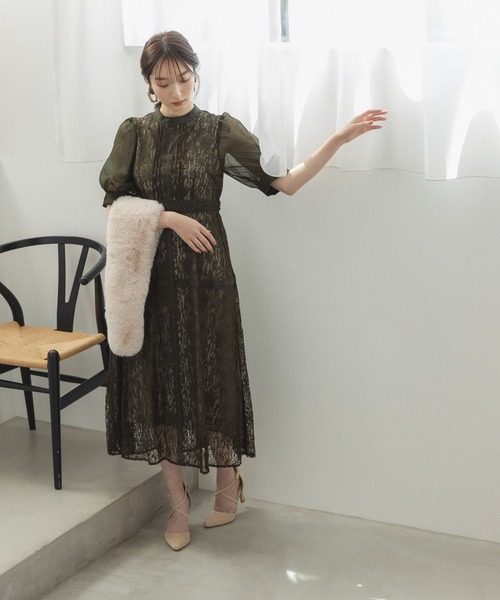 Andemiu(アンデミュウ)の「【WEB限定】総レースピンタックドレス285803(ドレス・レディース・ブラック/パープル/オリーブ・MEDIUM)」の21枚目の写真