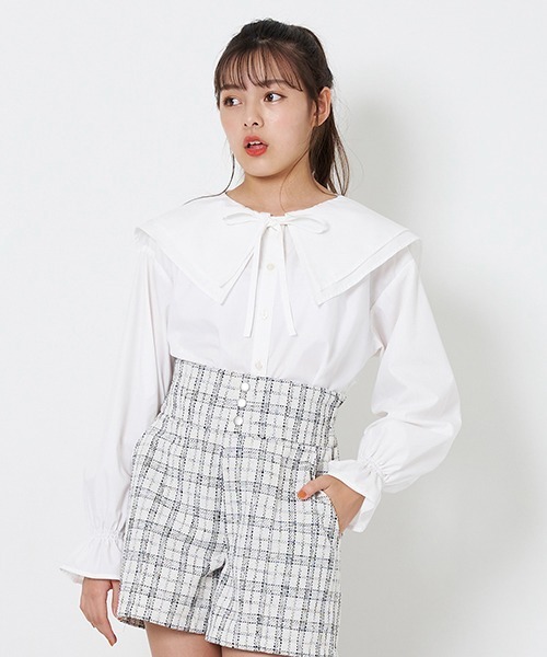 LOVETOXIC（ラブトキシック）の「BIGカラーブラウス（シャツ/ブラウス・キッズ・オフホワイト/マルチ・S/M/L）」の14枚目の写真