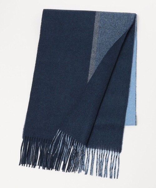 SHIPS（シップス）の「SHIPS: カシミヤ ダブルフェイス パネル マフラー（マフラー・メンズ・ブラック/ネイビー/オレンジ/ブルー/グリーン・ONE SIZE）」の7枚目の写真