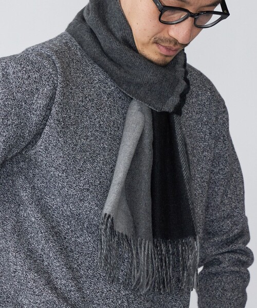 SHIPS（シップス）の「SHIPS: カシミヤ ダブルフェイス パネル マフラー（マフラー・メンズ・ブラック/ネイビー/オレンジ/ブルー/グリーン・ONE SIZE）」の13枚目の写真