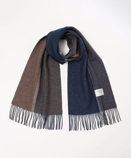 SHIPS（シップス）の「SHIPS: カシミヤ ダブルフェイス パネル マフラー（マフラー・メンズ・ブラック/ネイビー/オレンジ/ブルー/グリーン・ONE SIZE）」の16枚目の写真