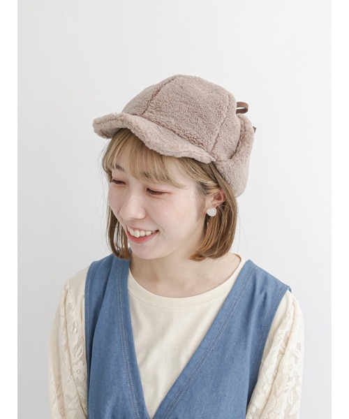Samansa Mos2（サマンサ モスモス）の「ボアフライトキャップ（キャップ・レディース・モカ/ベージュ・ﾌﾘ-）」の2枚目の写真