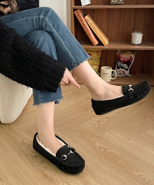 Shoes in Closet（シューズインクローゼット）の「軽量 ふわもこボア ビットモカシン 7839（モカシン/デッキシューズ・レディース・ベージュ/ブラック/モカ・S/L/M/LL/3L）」の7枚目の写真