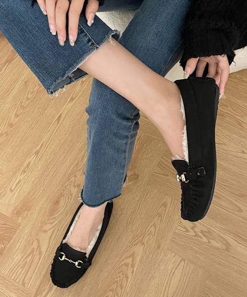 Shoes in Closet（シューズインクローゼット）の「軽量 ふわもこボア ビットモカシン 7839（モカシン/デッキシューズ・レディース・ベージュ/ブラック/モカ・S/L/M/LL/3L）」の8枚目の写真