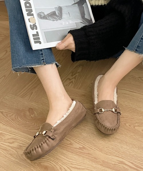 Shoes in Closet（シューズインクローゼット）の「軽量 ふわもこボア ビットモカシン 7839（モカシン/デッキシューズ・レディース・ベージュ/ブラック/モカ・S/L/M/LL/3L）」の10枚目の写真