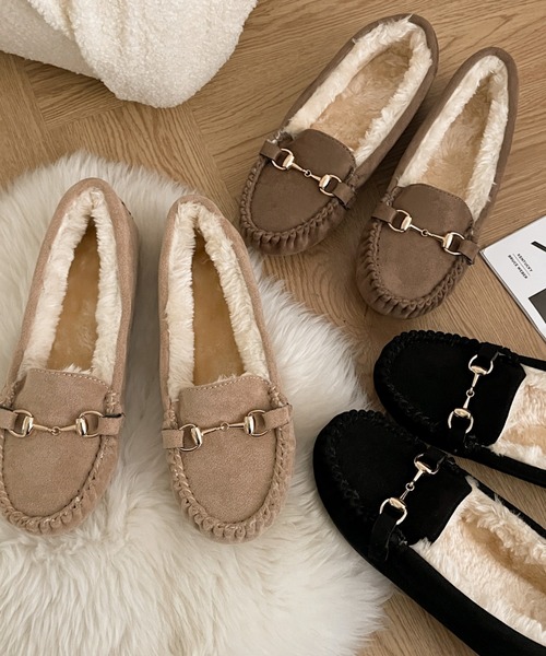 Shoes in Closet（シューズインクローゼット）の「軽量 ふわもこボア ビットモカシン 7839（モカシン/デッキシューズ・レディース・ベージュ/ブラック/モカ・S/L/M/LL/3L）」の15枚目の写真