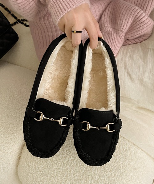 Shoes in Closet（シューズインクローゼット）の「軽量 ふわもこボア ビットモカシン 7839（モカシン/デッキシューズ・レディース・ベージュ/ブラック/モカ・S/L/M/LL/3L）」の16枚目の写真