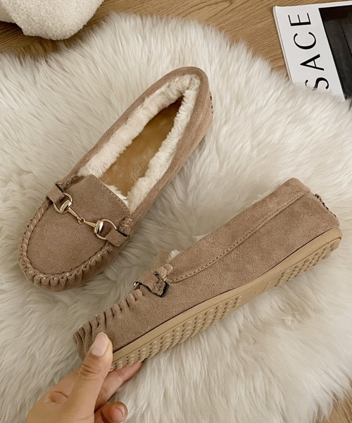 Shoes in Closet（シューズインクローゼット）の「軽量 ふわもこボア ビットモカシン 7839（モカシン/デッキシューズ・レディース・ベージュ/ブラック/モカ・S/L/M/LL/3L）」の18枚目の写真