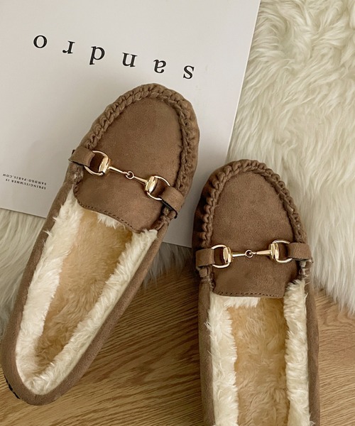 Shoes in Closet（シューズインクローゼット）の「軽量 ふわもこボア ビットモカシン 7839（モカシン/デッキシューズ・レディース・ベージュ/ブラック/モカ・S/L/M/LL/3L）」の17枚目の写真