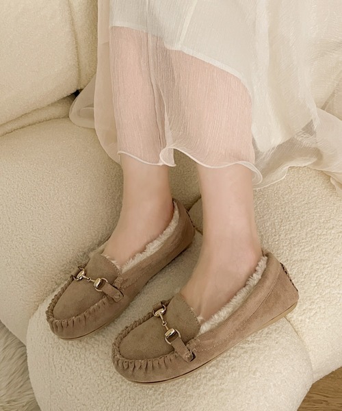 Shoes in Closet（シューズインクローゼット）の「軽量 ふわもこボア ビットモカシン 7839（モカシン/デッキシューズ・レディース・ベージュ/ブラック/モカ・S/L/M/LL/3L）」の13枚目の写真