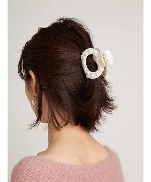 SNIDEL（スナイデル）の「レジンパールバンス（その他ヘアアクセサリー・レディース・ホワイト/ピンク/ラベンダー・FREE）」の2枚目の写真