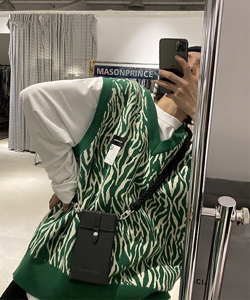 MASONPRINCE（メイソンプリンス）の「【MASONPRINCE】Vネックニット（ニット/セーター・メンズ・グリーン・L）」の4枚目の写真