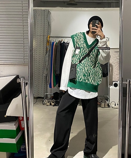 MASONPRINCE（メイソンプリンス）の「【MASONPRINCE】Vネックニット（ニット/セーター・メンズ・グリーン・L）」の8枚目の写真