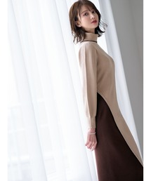 美品★Emiriawiz エミリアウィズ バイカラープリーツニットワンピース emiriawiz（エミリアウィズ）の「バイカラーニットワンピース
