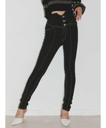 GYDA | ハイウエスト V CUT COLORWAYスキニーデニムパンツ(デニムパンツ)
