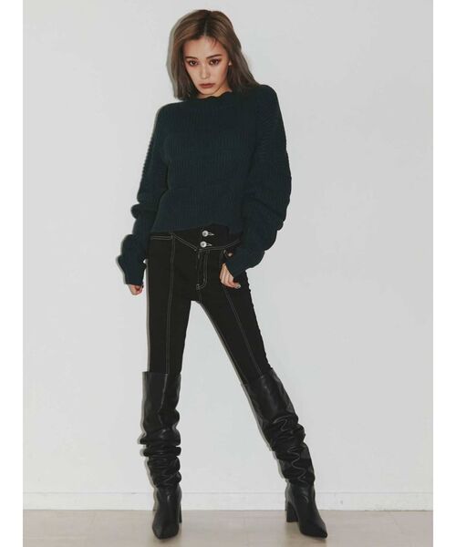 GYDA（ジェイダ）の「ハイウエスト V CUT COLORWAYスキニーデニムパンツ（デニムパンツ・レディース・ブラック/インディゴブルー・SMALL/X-SMALL/MEDIUM）」の12枚目の写真