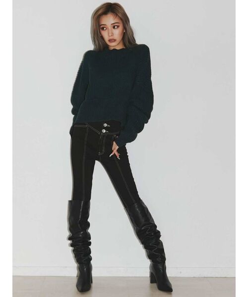 GYDA（ジェイダ）の「ハイウエスト V CUT COLORWAYスキニーデニムパンツ（デニムパンツ・レディース・ブラック/インディゴブルー・SMALL/X-SMALL/MEDIUM）」の14枚目の写真