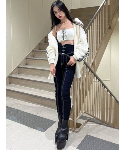 GYDA（ジェイダ）の「ハイウエスト V CUT COLORWAYスキニーデニムパンツ（デニムパンツ・レディース・ブラック/インディゴブルー・SMALL/X-SMALL/MEDIUM）」の18枚目の写真