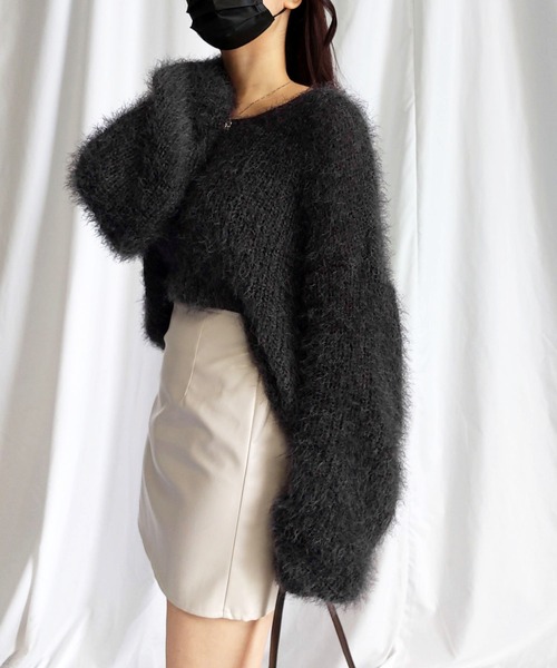 me+em select（ミームセレクト）の「※※【 １１color 】フラッフィールーズシャギーニット【韓国製】（ニット/セーター・レディース・チャコール/カーキ/ピンク/ブルー/アイボリー/ブラック/ブラウン/ライトブルー/グリーン/グレー/ホワイト・FREE）」の21枚目の写真