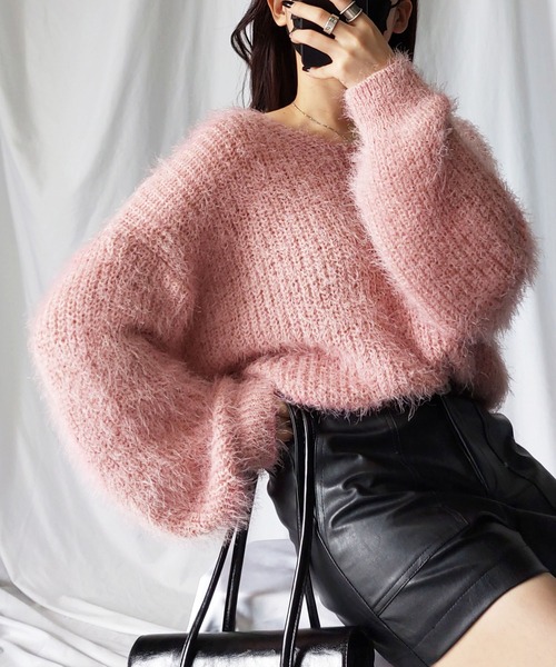 me+em select（ミームセレクト）の「※※【 １１color 】フラッフィールーズシャギーニット【韓国製】（ニット/セーター・レディース・チャコール/カーキ/ピンク/ブルー/アイボリー/ブラック/ブラウン/ライトブルー/グリーン/グレー/ホワイト・FREE）」の22枚目の写真