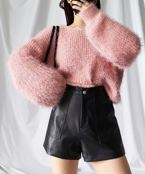 me+em select（ミームセレクト）の「※※【 １１color 】フラッフィールーズシャギーニット【韓国製】（ニット/セーター・レディース・チャコール/カーキ/ピンク/ブルー/アイボリー/ブラック/ブラウン/ライトブルー/グリーン/グレー/ホワイト・FREE）」の14枚目の写真