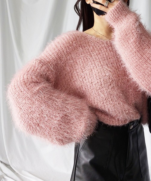 me+em select（ミームセレクト）の「※※【 １１color 】フラッフィールーズシャギーニット【韓国製】（ニット/セーター・レディース・チャコール/カーキ/ピンク/ブルー/アイボリー/ブラック/ブラウン/ライトブルー/グリーン/グレー/ホワイト・FREE）」の19枚目の写真