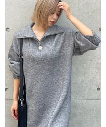 SUNNYチェーンハーフジップニットワンピース