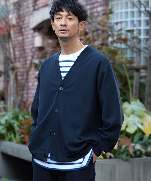B:MING by BEAMS（ビーミングバイビームス）の「B:MING by BEAMS / ダブルフェイス 梨地 Vカーディガン(セットアップ対応)（カーディガン/ボレロ・メンズ・ネイビー/ブラウン系その他2/チャコールグレー・SMALL/MEDIUM/LARGE/X-LARGE）」の3枚目の写真