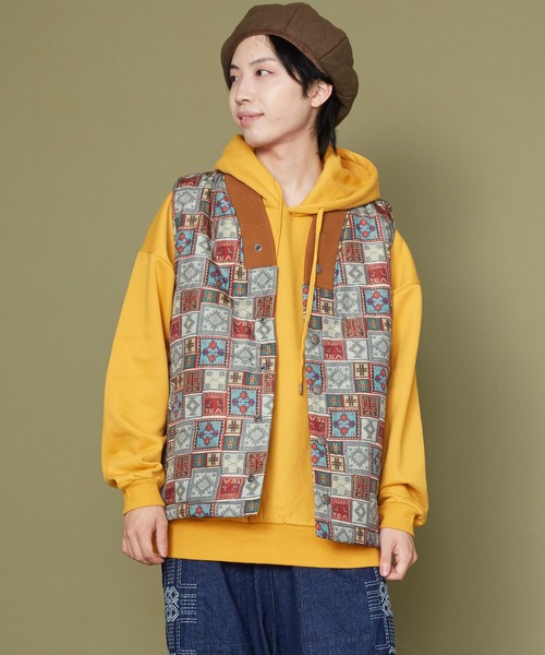 チャイハネ（チャイハネ）の「【チャイハネ】Amina×grn テリータMEN'Sベスト（ダウンベスト・メンズ・ベージュ/グレー/ブルー・FREE）」の3枚目の写真