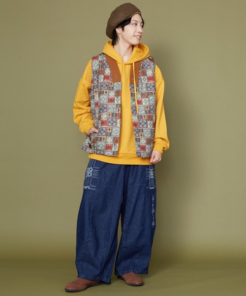 チャイハネ（チャイハネ）の「【チャイハネ】Amina×grn テリータMEN'Sベスト（ダウンベスト・メンズ・ベージュ/グレー/ブルー・FREE）」の6枚目の写真