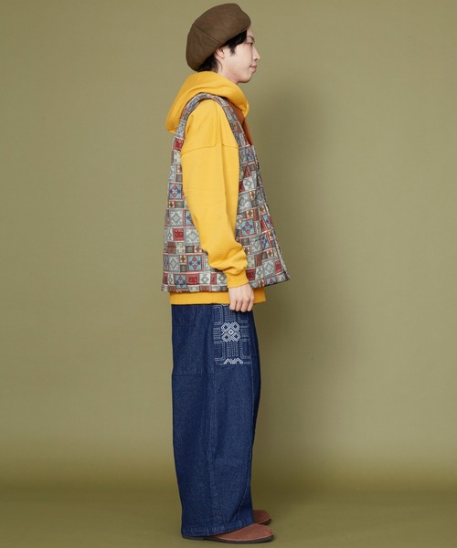 チャイハネ（チャイハネ）の「【チャイハネ】Amina×grn テリータMEN'Sベスト（ダウンベスト・メンズ・ベージュ/グレー/ブルー・FREE）」の4枚目の写真