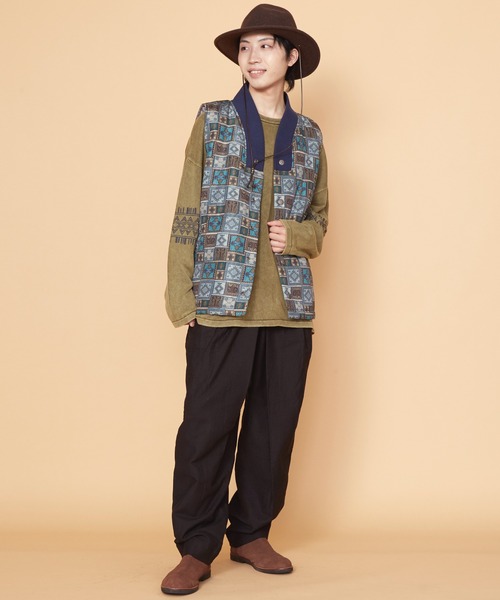 チャイハネ（チャイハネ）の「【チャイハネ】Amina×grn テリータMEN'Sベスト（ダウンベスト・メンズ・ベージュ/グレー/ブルー・FREE）」の10枚目の写真