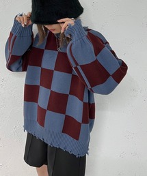チェッカー柄ダメージニット【ZOZOTOWN限定アイテム】