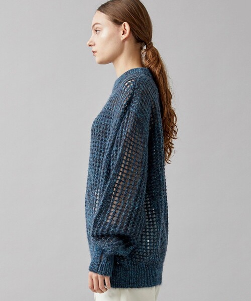 JANESMITH(ジェーンスミス)の「5G MOHAIR GRID MESH CREW KNIT(ニット/セーター・レディース・ブルー・SMALL)」の5枚目の写真