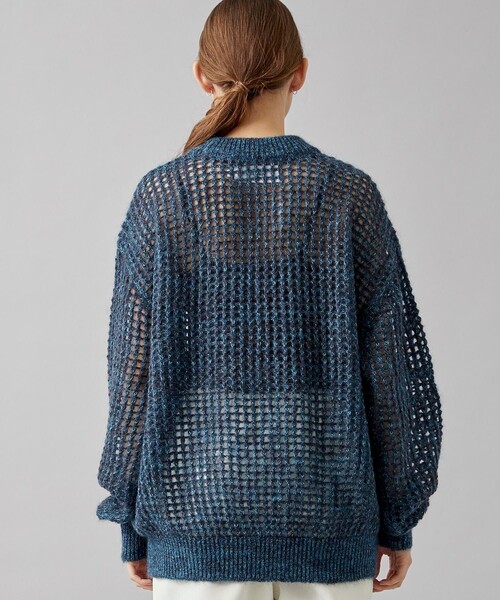 JANESMITH(ジェーンスミス)の「5G MOHAIR GRID MESH CREW KNIT(ニット/セーター・レディース・ブルー・SMALL)」の6枚目の写真