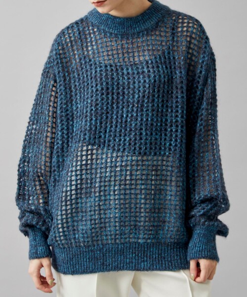 JANESMITH(ジェーンスミス)の「5G MOHAIR GRID MESH CREW KNIT(ニット/セーター・レディース・ブルー・SMALL)」の7枚目の写真