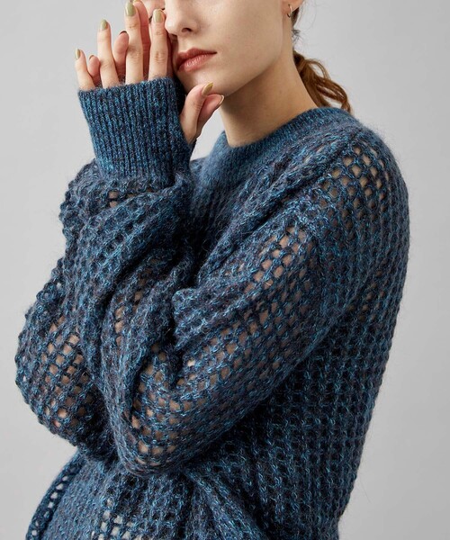 JOHN MASON SMITH / 5G MOHAIR GRID MESH CREW KNIT/ニット(厚手)/S/モヘア/BLK/22WKN-426S 5G MOHAIR GRID MESH CREW KNIT（ニット/セーター）｜JANESMITH