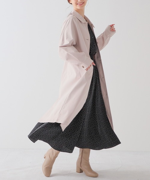 Honeys(ハニーズ)の「撥水加工ステンコート(ステンカラーコート・レディース・グレイッシュベージュ/ベージュ/ピンク・S/M/L/LL)」の1枚目の写真