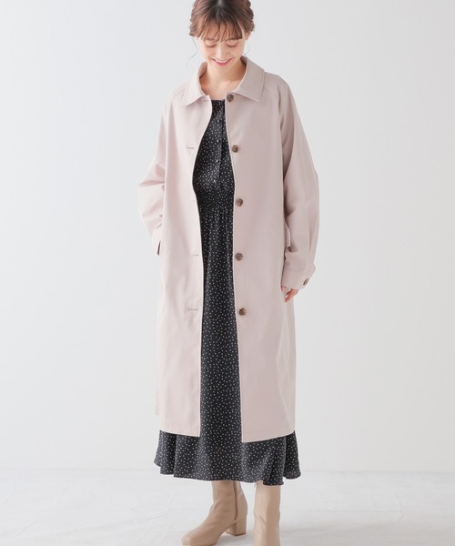 Honeys(ハニーズ)の「撥水加工ステンコート(ステンカラーコート・レディース・グレイッシュベージュ/ベージュ/ピンク・S/M/L/LL)」の4枚目の写真