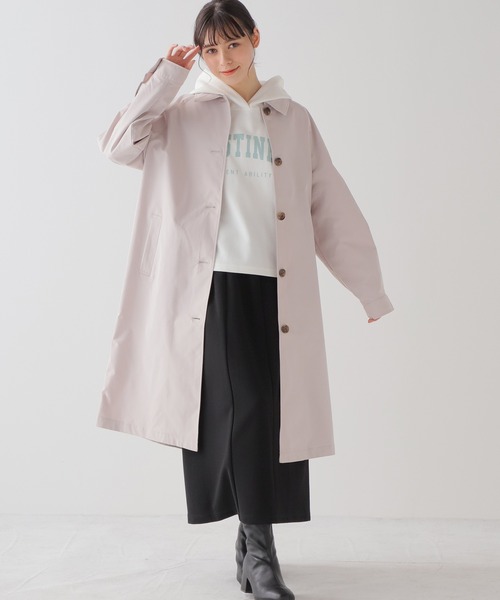Honeys(ハニーズ)の「撥水加工ステンコート(ステンカラーコート・レディース・グレイッシュベージュ/ベージュ/ピンク・S/M/L/LL)」の9枚目の写真