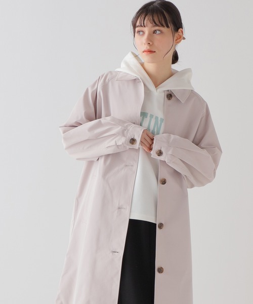 Honeys(ハニーズ)の「撥水加工ステンコート(ステンカラーコート・レディース・グレイッシュベージュ/ベージュ/ピンク・S/M/L/LL)」の11枚目の写真