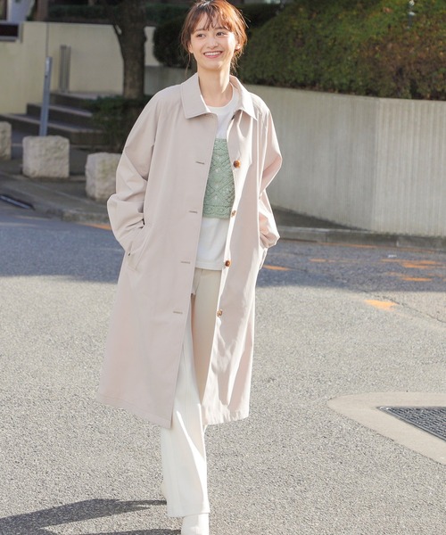 Honeys(ハニーズ)の「撥水加工ステンコート(ステンカラーコート・レディース・グレイッシュベージュ/ベージュ/ピンク・S/M/L/LL)」の14枚目の写真