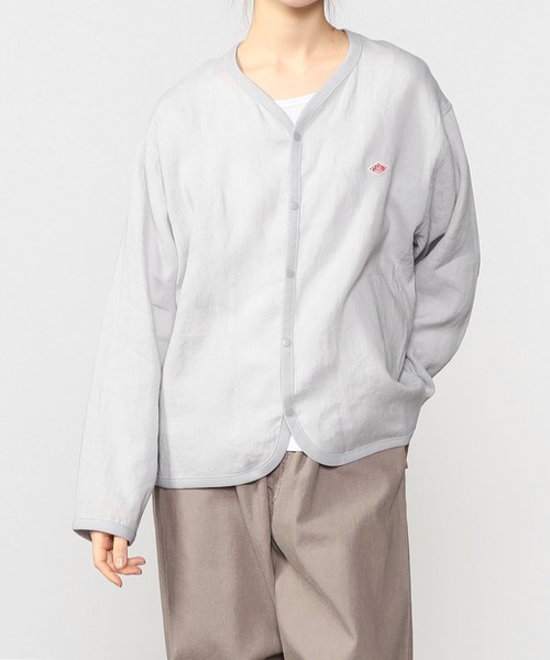 DANTON(ダントン)の「DANTON | 〈別注〉リネンシャツカーディガン WOMEN(カーディガン/ボレロ・レディース・ダークグレー/ブルー系その他/グレイッシュベージュ・36/38)」の3枚目の写真