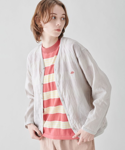 DANTON(ダントン)の「DANTON | 〈別注〉リネンシャツカーディガン WOMEN(カーディガン/ボレロ・レディース・ダークグレー/ブルー系その他/グレイッシュベージュ・36/38)」の6枚目の写真