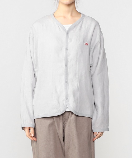 DANTON(ダントン)の「DANTON | 〈別注〉リネンシャツカーディガン WOMEN(カーディガン/ボレロ・レディース・ダークグレー/ブルー系その他/グレイッシュベージュ・36/38)」の8枚目の写真