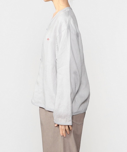 DANTON(ダントン)の「DANTON | 〈別注〉リネンシャツカーディガン WOMEN(カーディガン/ボレロ・レディース・ダークグレー/ブルー系その他/グレイッシュベージュ・36/38)」の9枚目の写真