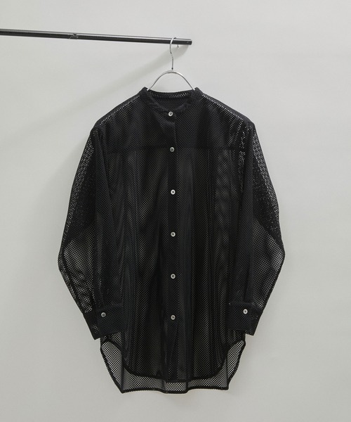 SALON adam et rope'(サロン アダム エ ロペ)の「【WEB限定】メッシュバンドカラーシアーシャツ(シャツ/ブラウス・レディース・ブラック/オフホワイト/ミント・FREE)」の16枚目の写真