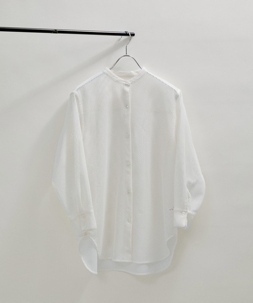 SALON adam et rope'(サロン アダム エ ロペ)の「【WEB限定】メッシュバンドカラーシアーシャツ(シャツ/ブラウス・レディース・ブラック/オフホワイト/ミント・FREE)」の17枚目の写真