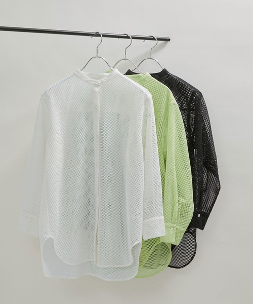 SALON adam et rope'(サロン アダム エ ロペ)の「【WEB限定】メッシュバンドカラーシアーシャツ(シャツ/ブラウス・レディース・ブラック/オフホワイト/ミント・FREE)」の19枚目の写真